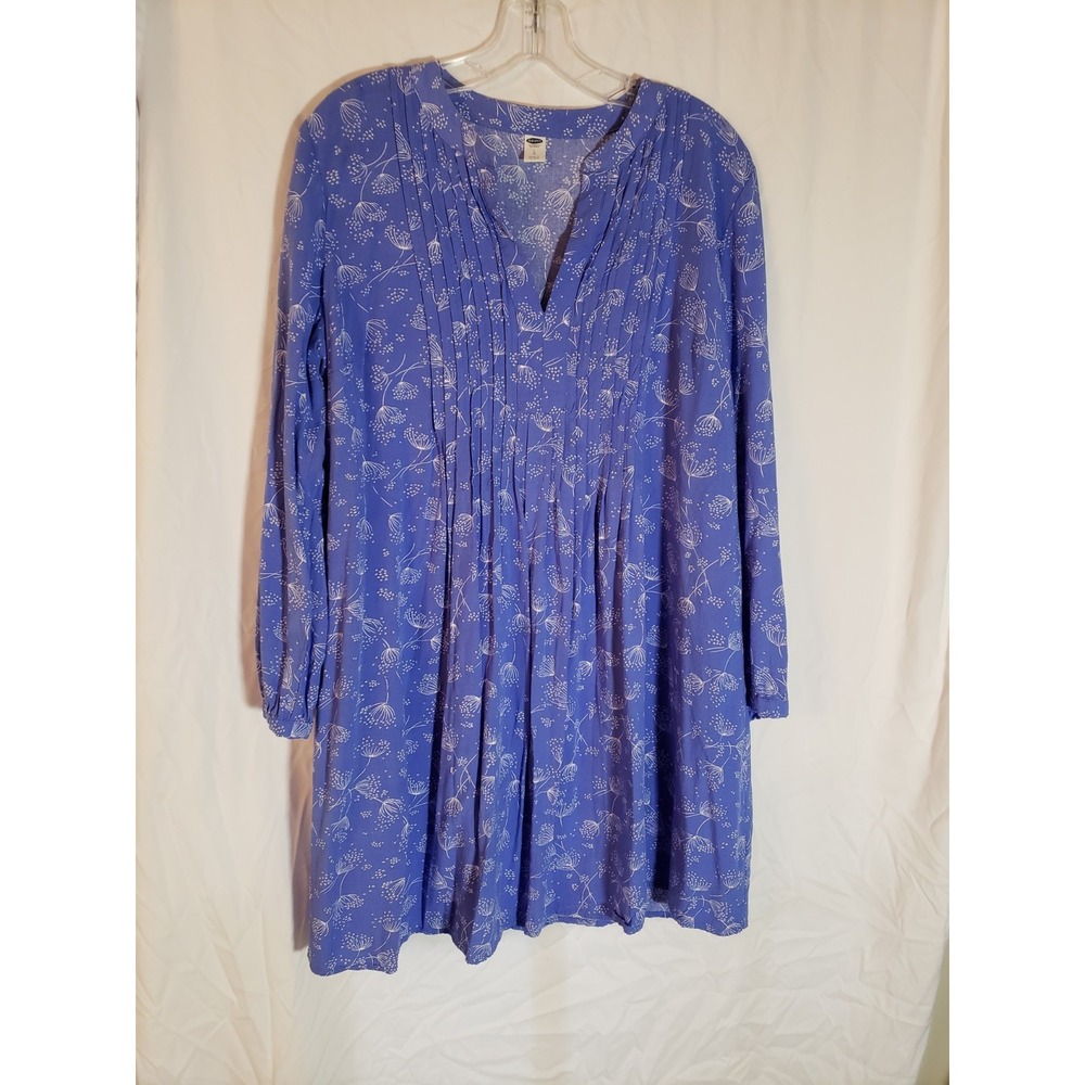 Women's Old Navy Blue Print Long Sleeve Dress Size L